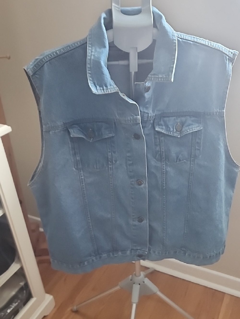 VINTAGE Light Blue Denim Sleeveless Vest OVERSIZED